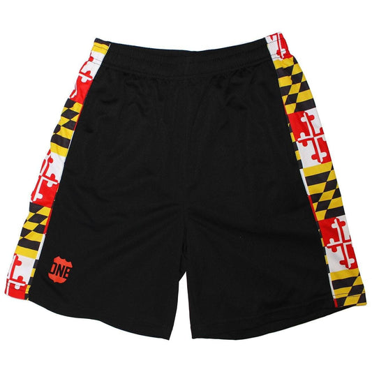 Maryland Flag (Black) / *Youth* Running Shorts (Boys) - Route One Apparel