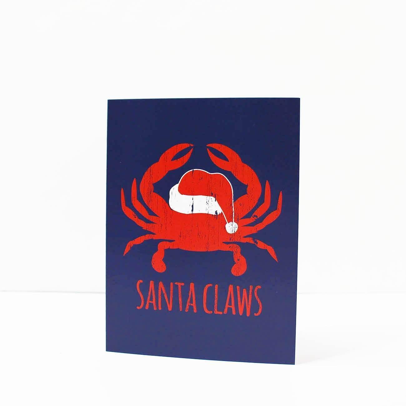 Santa Claws (Blue) / 8-Pack Christmas Cards