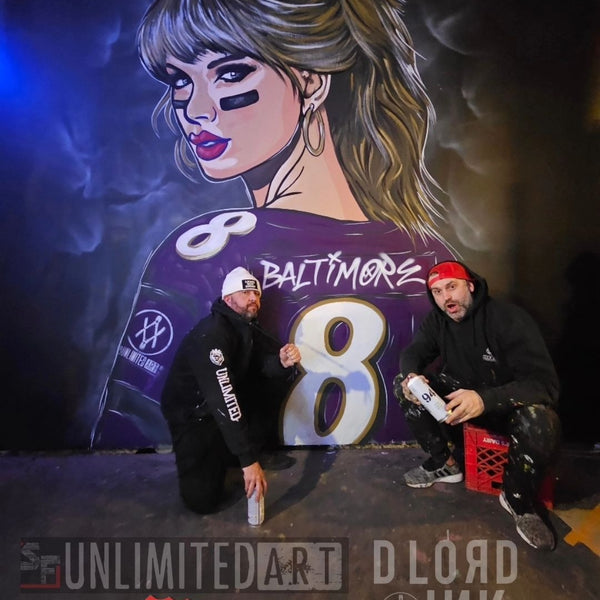 Baltimore graffiti artist paints Taylor Swift in Lamar jersey