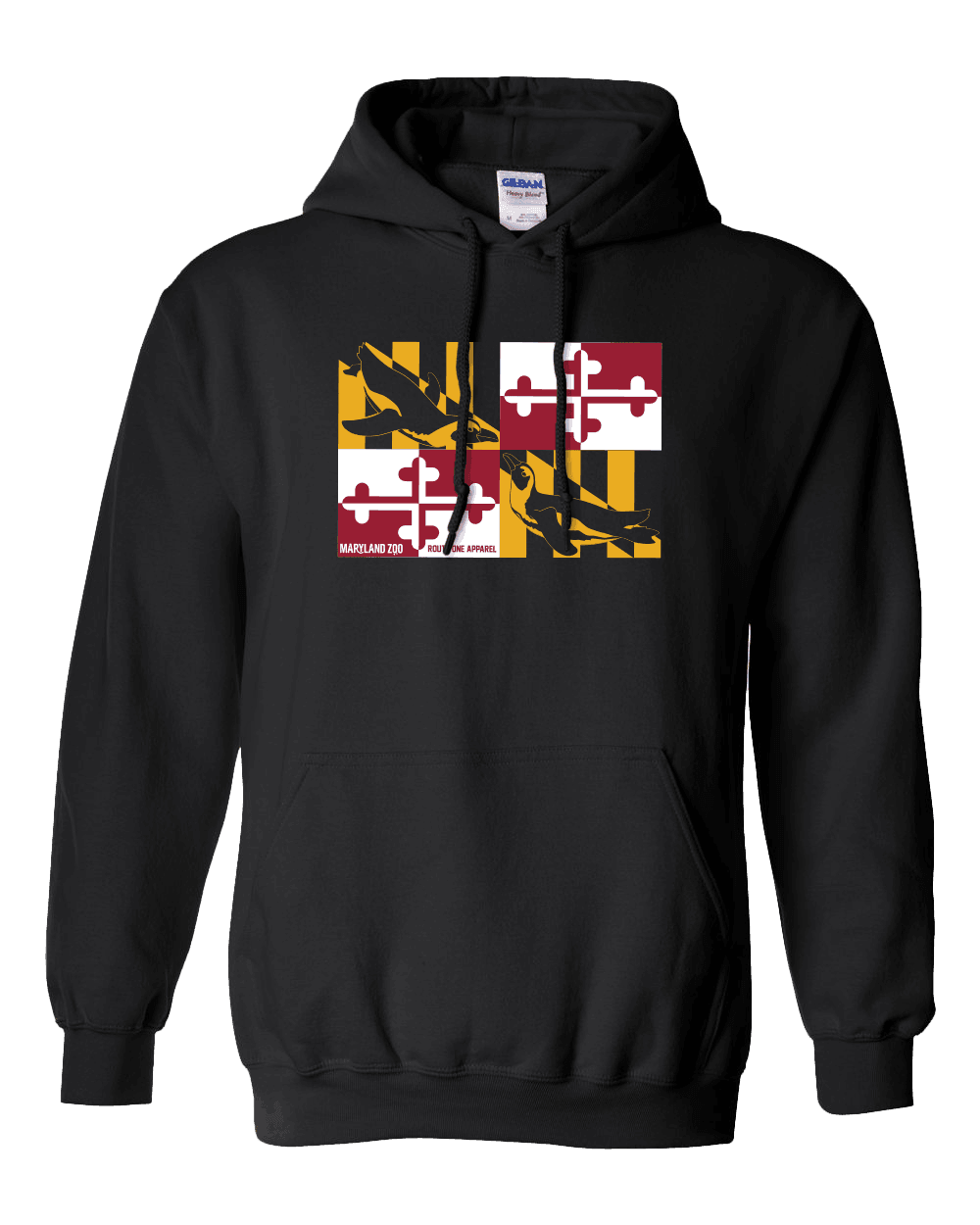 *PRE-ORDER* Maryland Zoo x Route One Apparel Maryland Flag Penguin (Black) / Hoodie (Estimated Ship Date: 12/18) - Route One Apparel