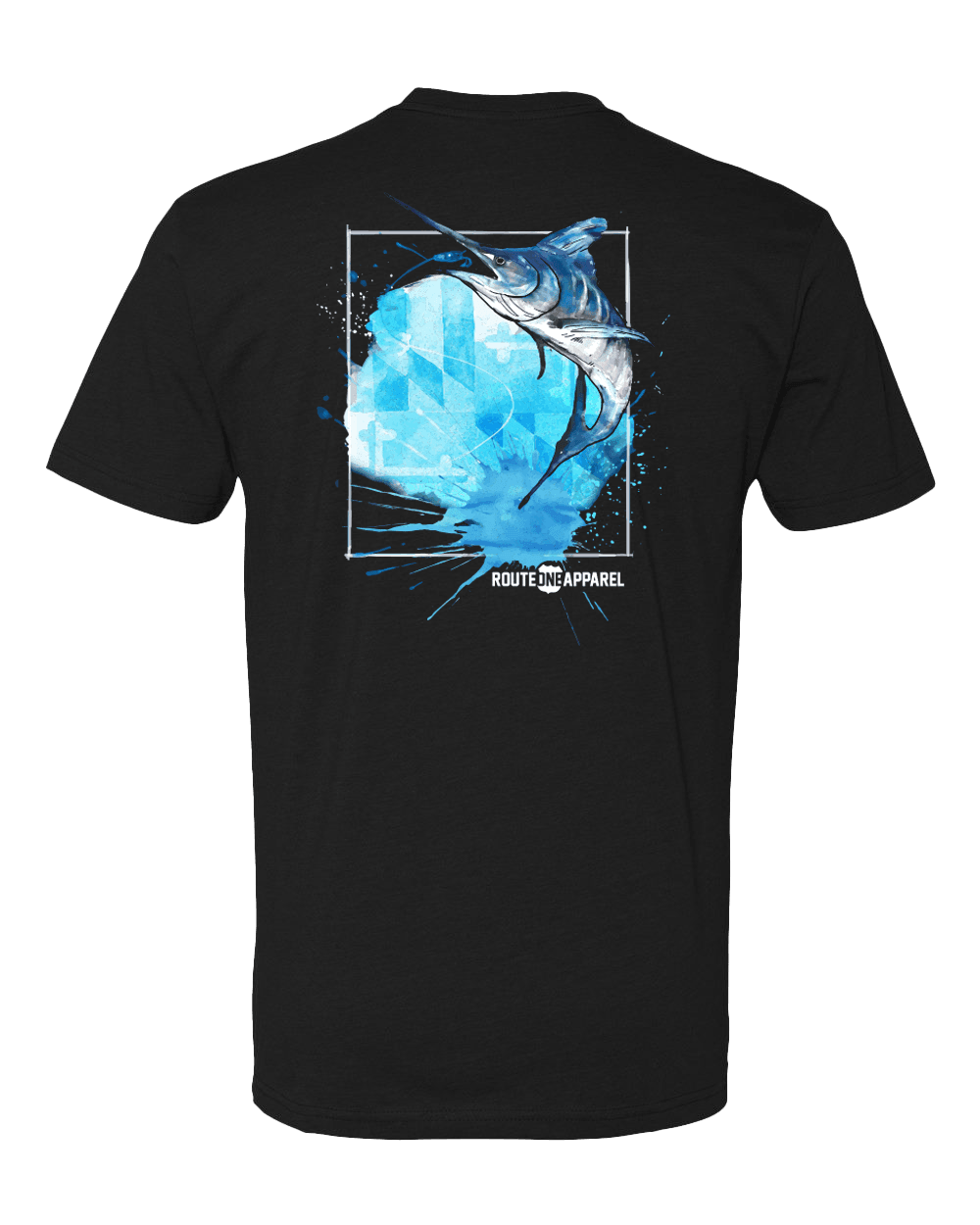 White Marlin Maryland Flag Splash (Black) / Shirt - Route One Apparel