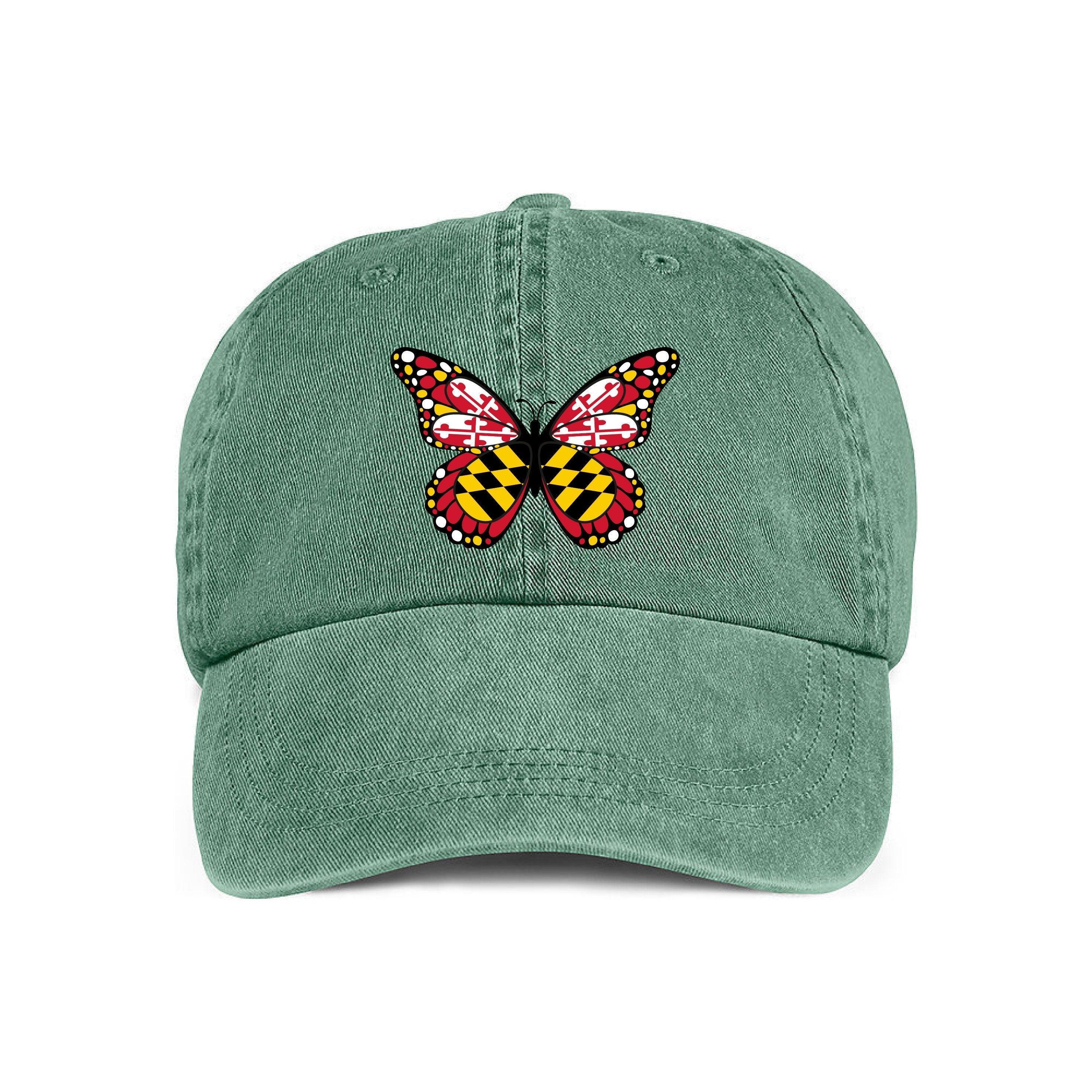 Maryland Flag Butterfly (Green) / Baseball Hat