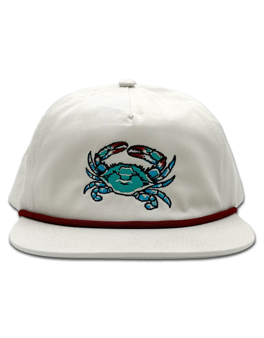 Choptank Supply Co. Blue Crab Hat (Cream) / 5-Panel Rope Cap