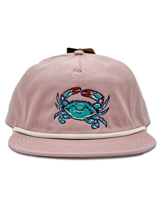 Choptank Supply Co. Blue Crab Hat (Rose/Cream) / 5-Panel Rope Cap