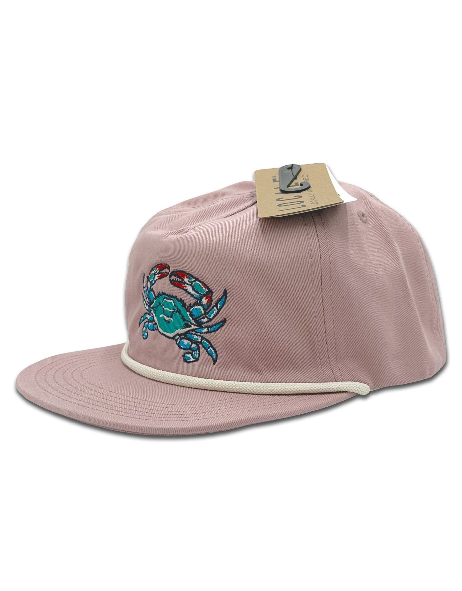 Choptank Supply Co. Blue Crab Hat (Rose/Cream) / 5-Panel Rope Cap