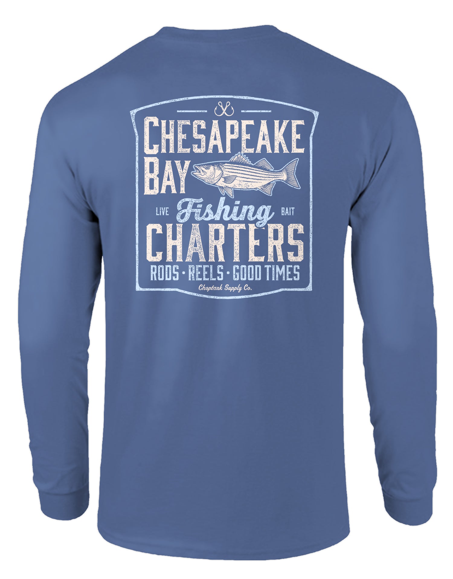 Choptank Supply Co. Chesapeake Bay Fishing Charters (China Blue) / Long Sleeve Shirt China Blue