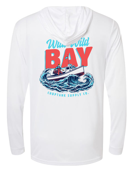 Choptank Supply Co. The Wild, Wild, Bay (White) / Long Sleeve Hoodie Tee White