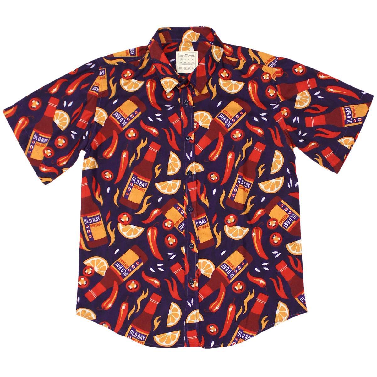 Can't Get Enough OLD BAY Hot Sauce / Hawaiian Shirt - Route One Apparel