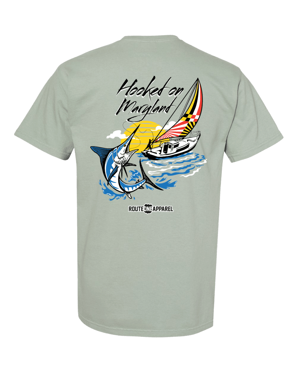 *PRE-ORDER* Hooked on Maryland White Marlin (Bay Green) / Shirt - Route One Apparel