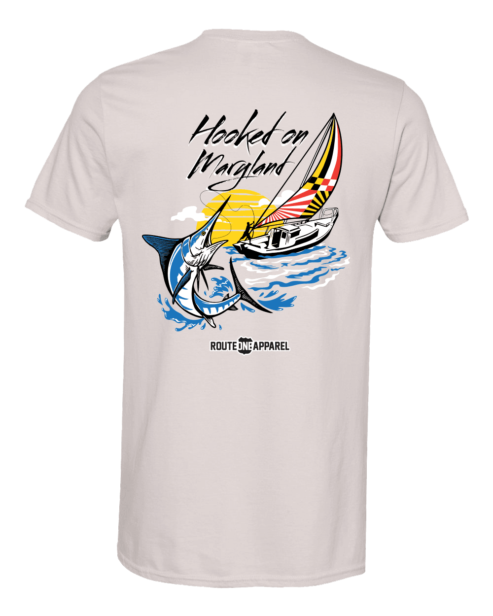 *PRE-ORDER* Hooked on Maryland White Marlin (Ice Grey) / Shirt - Route One Apparel