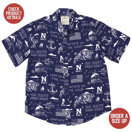 Go Navy Fan Pattern / Hawaiian Shirt - Route One Apparel