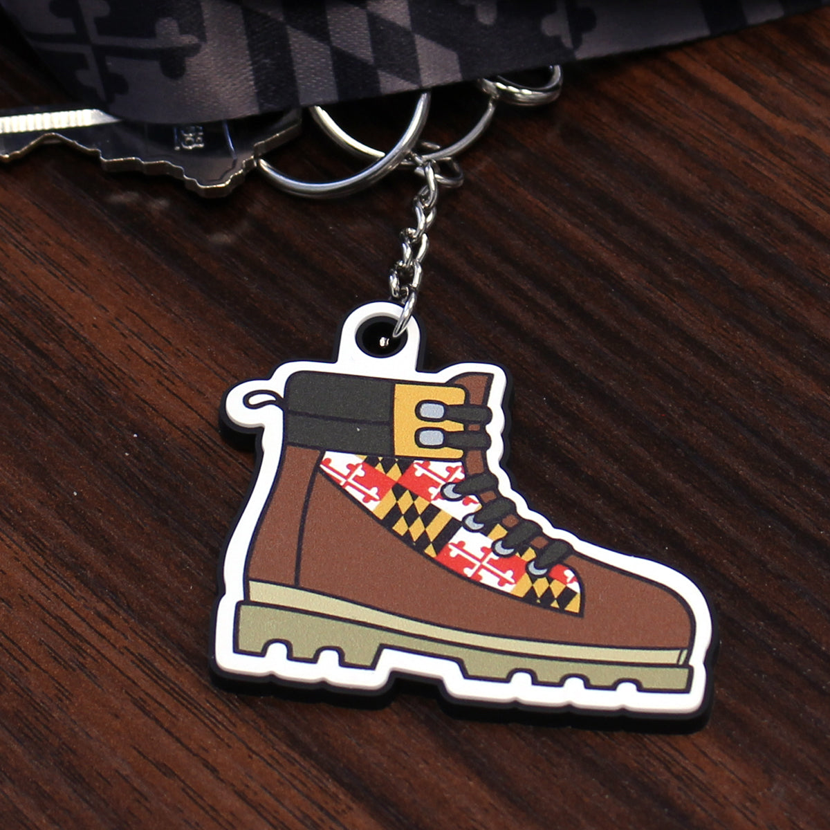 Hiking Boot w/ Maryland Flag / Key Chain - Route One Apparel