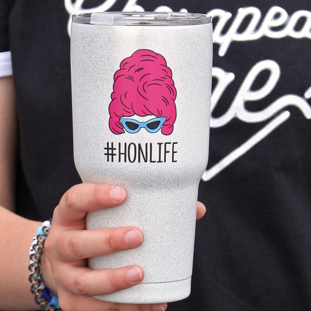 Hon Life (Glitter White) / Large Tumbler - Route One Apparel