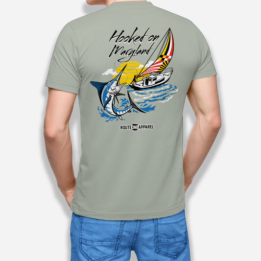*PRE-ORDER* Hooked on Maryland White Marlin (Bay Green) / Shirt - Route One Apparel