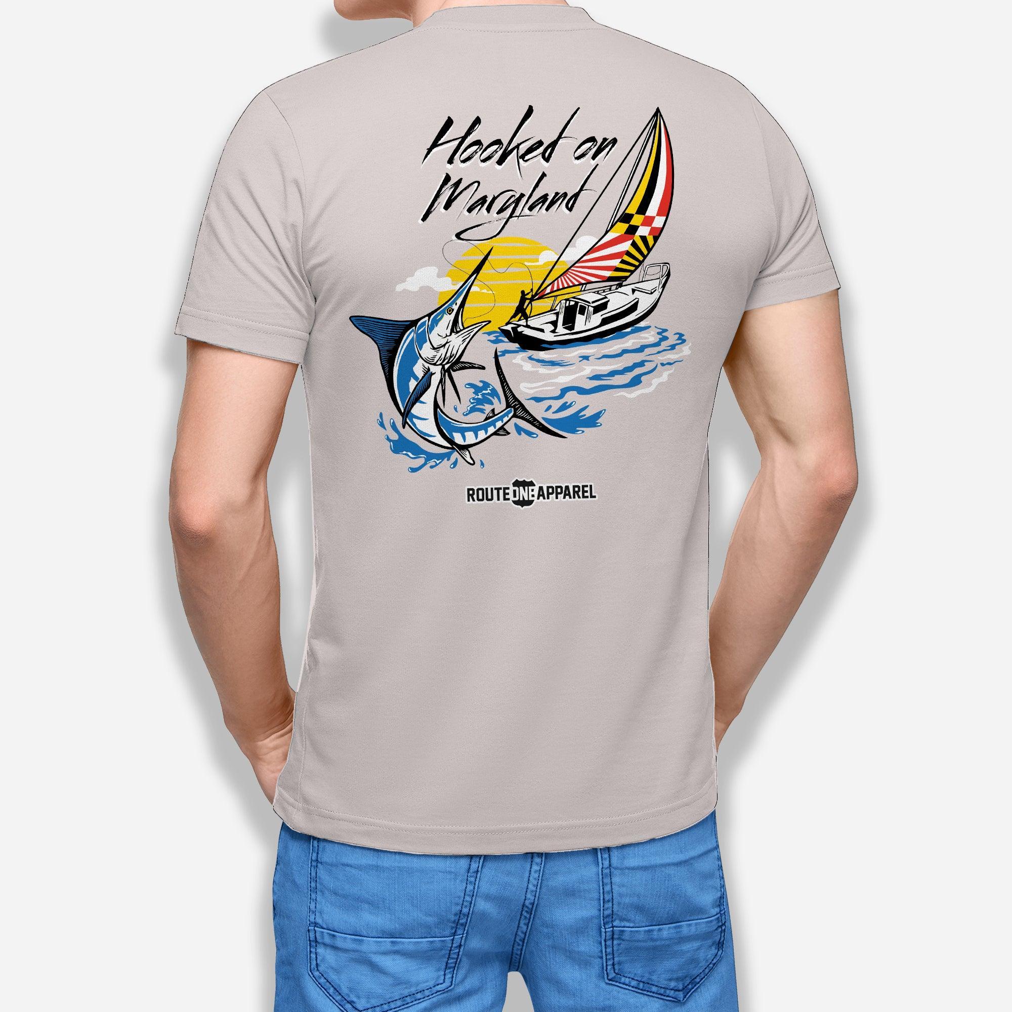*PRE-ORDER* Hooked on Maryland White Marlin (Ice Grey) / Shirt - Route One Apparel