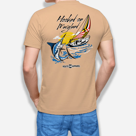 *PRE-ORDER* Hooked on Maryland White Marlin (Sand Dune) / Shirt - Route One Apparel