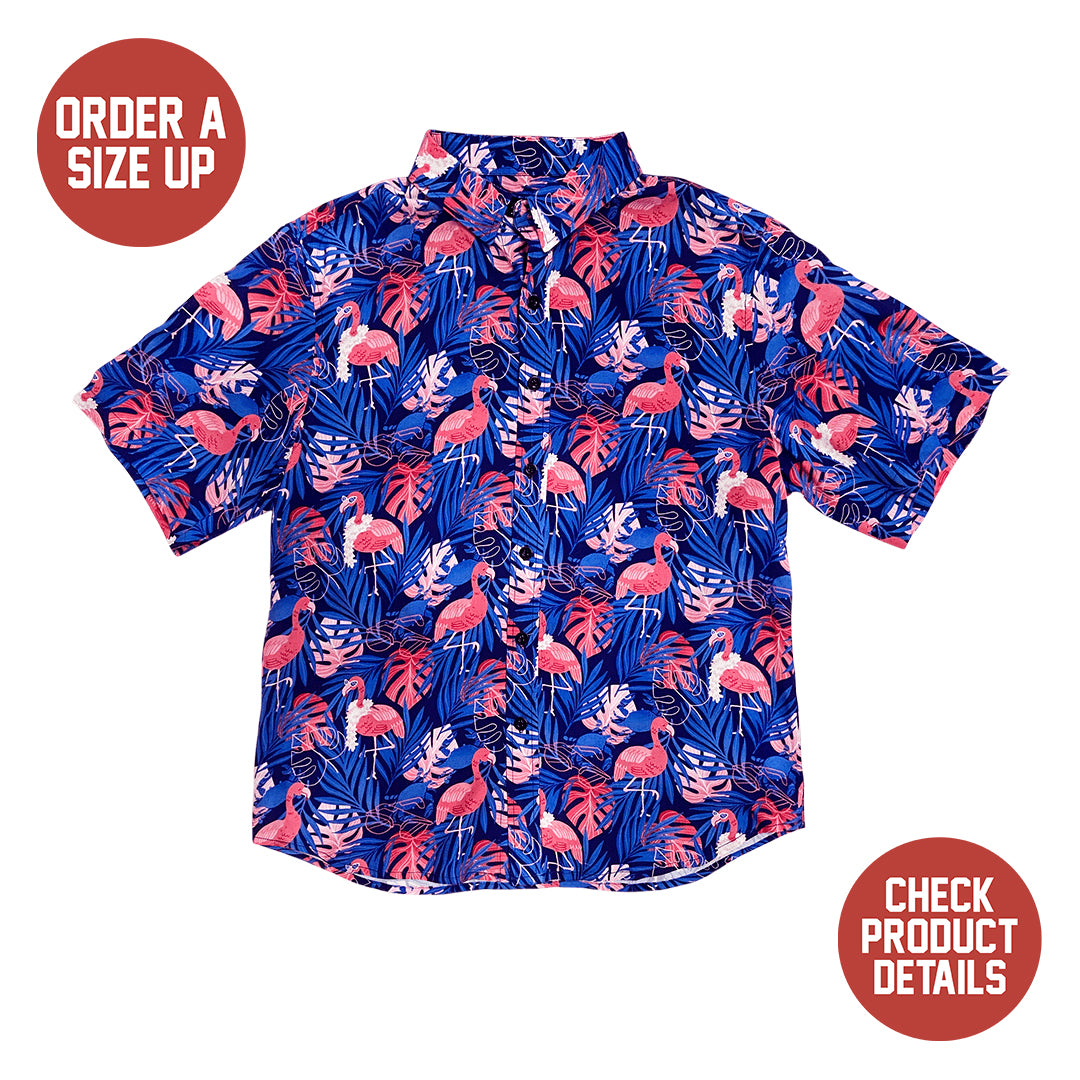 Ready to Flamingle (Blue) / Hawaiian Shirt - Route One Apparel