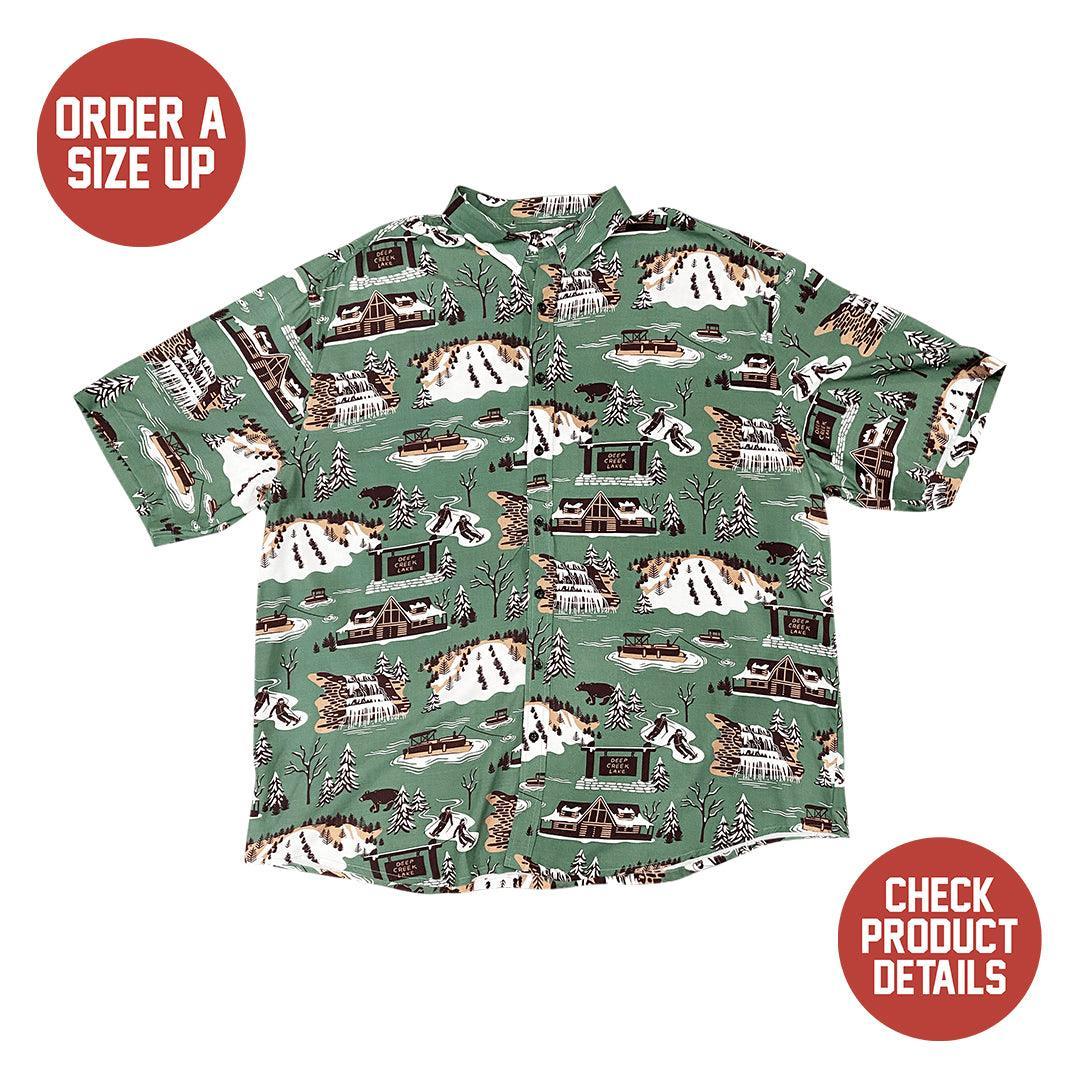 Deep Creek Adventure (Green) / Hawaiian Shirt - Route One Apparel