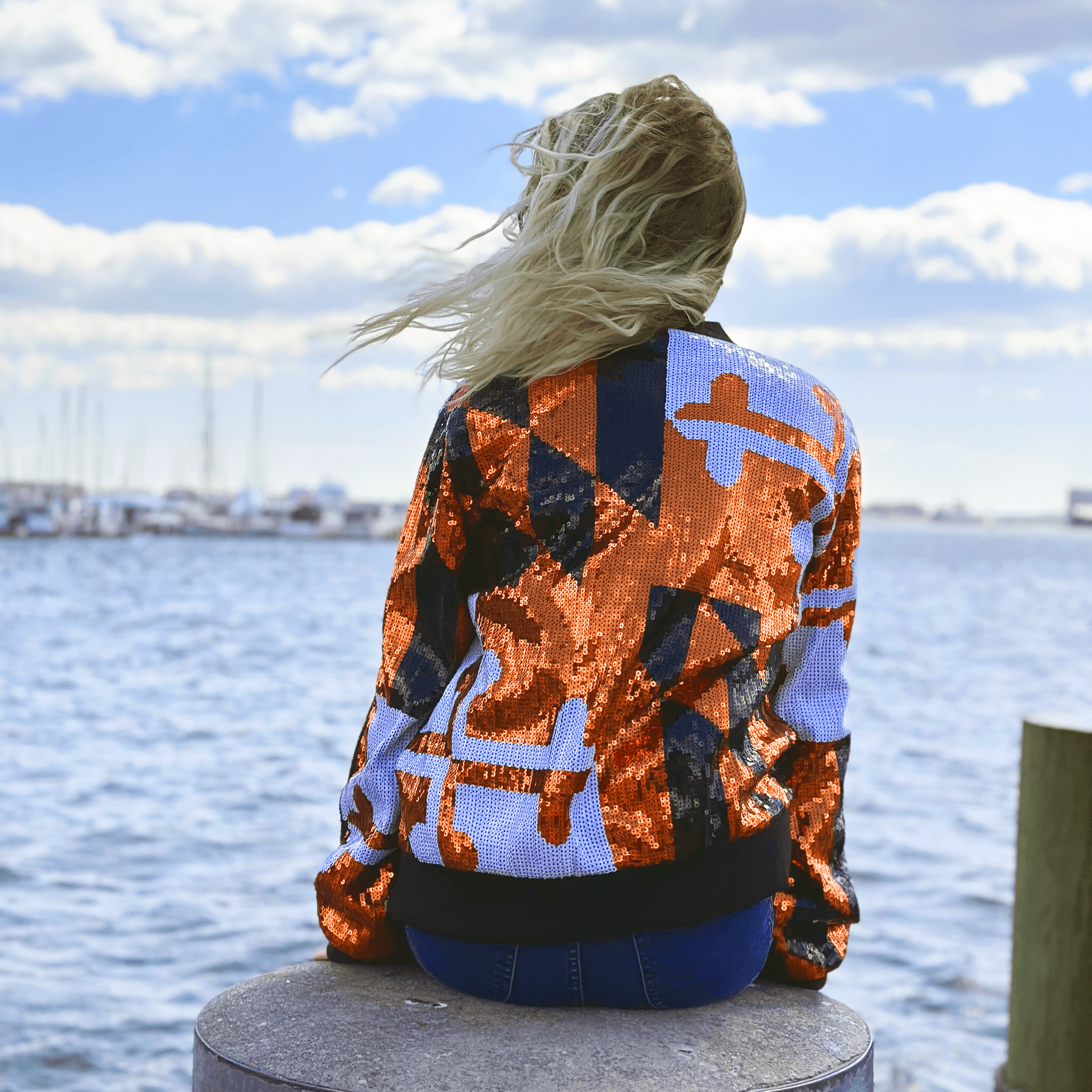Orange & Black Maryland Flag / Sequin Jacket