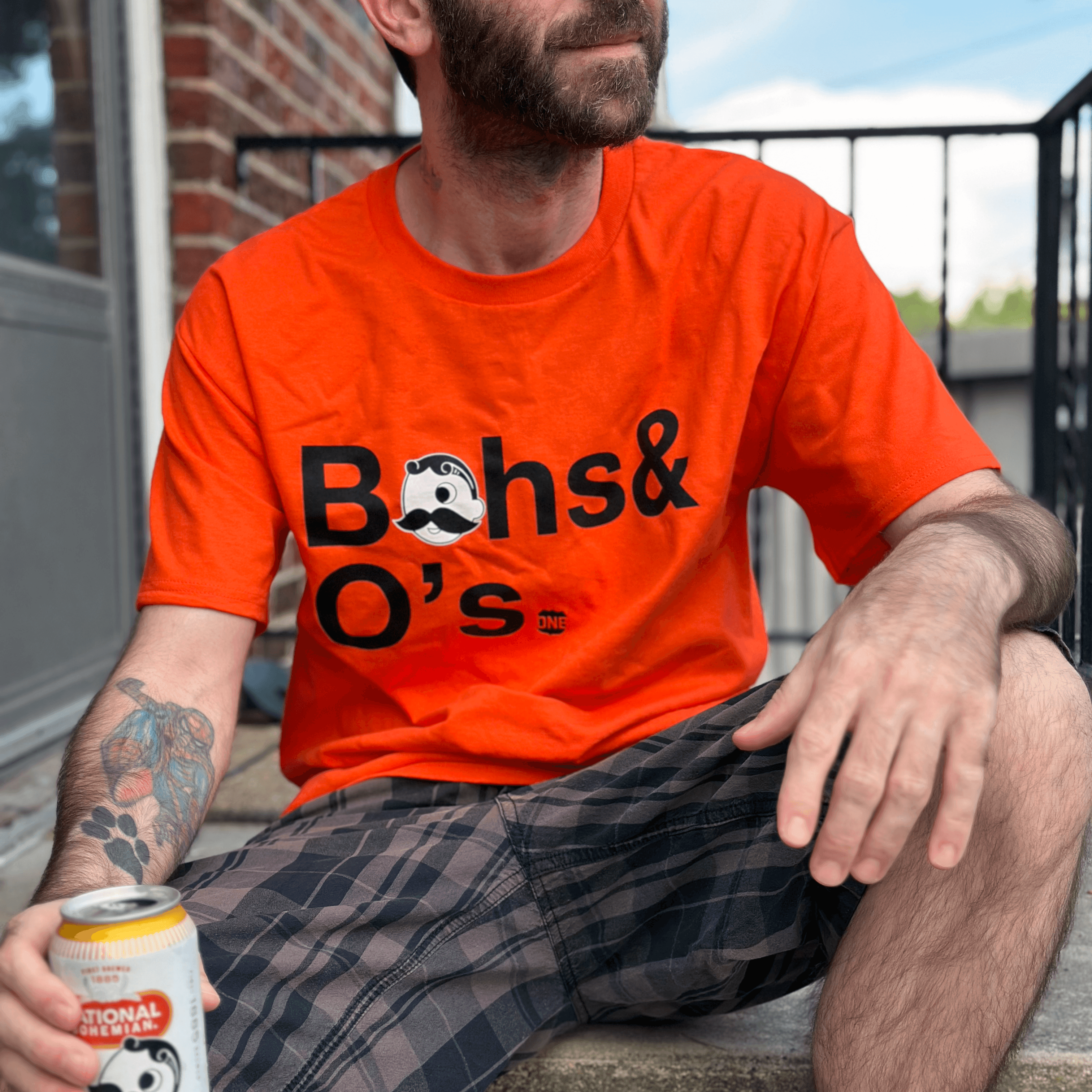 Bohs & O's Helvetica *With Natty Boh Logo* (Orange) / Shirt