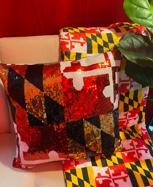 *PRE-ORDER* Sequin Maryland Flag / Throw Pillow (Estimated Ship Date: 12/12) - Route One Apparel