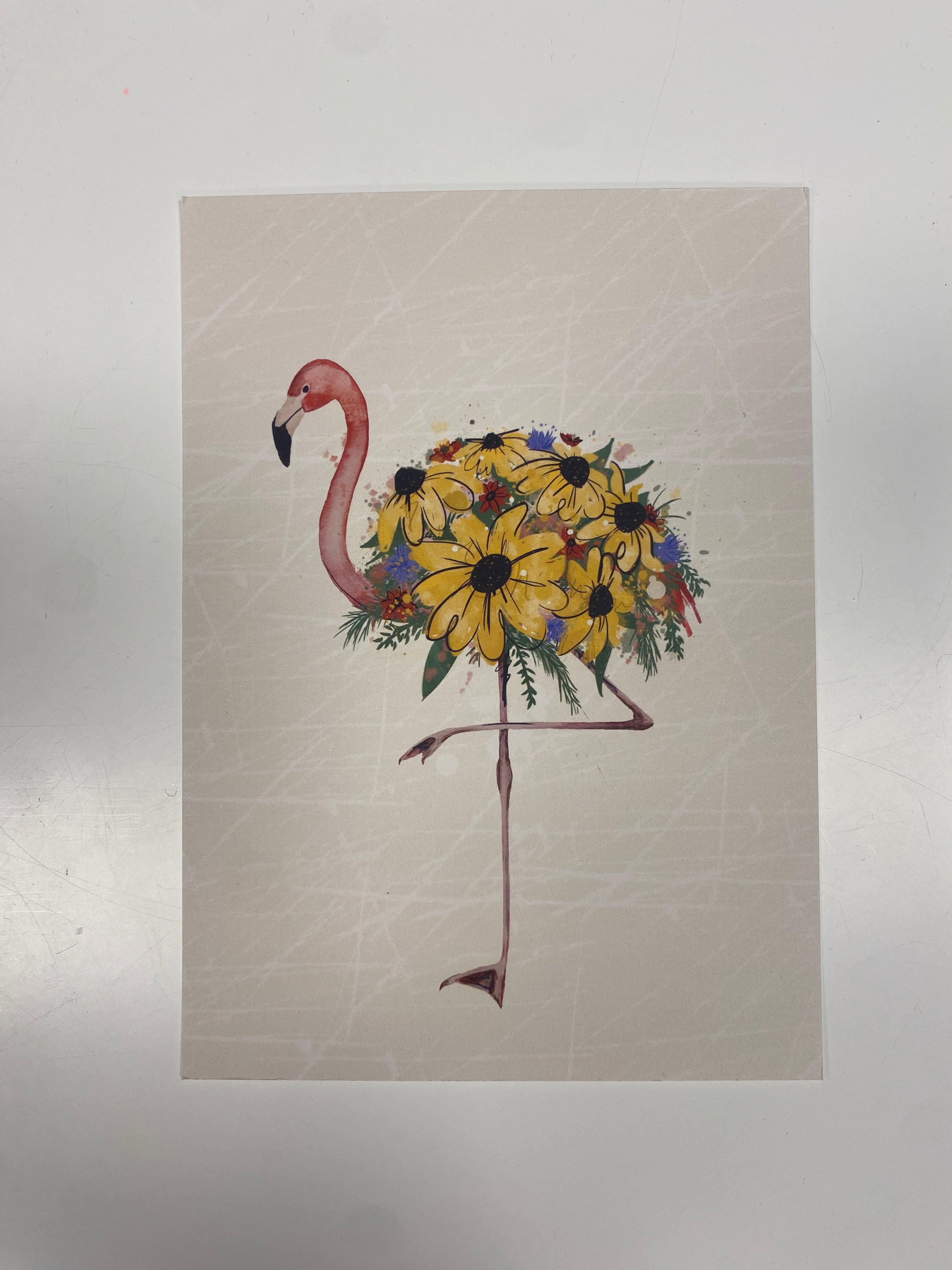 Black Eyed Susan Flamingo (5"X7") / Art Print - Route One Apparel