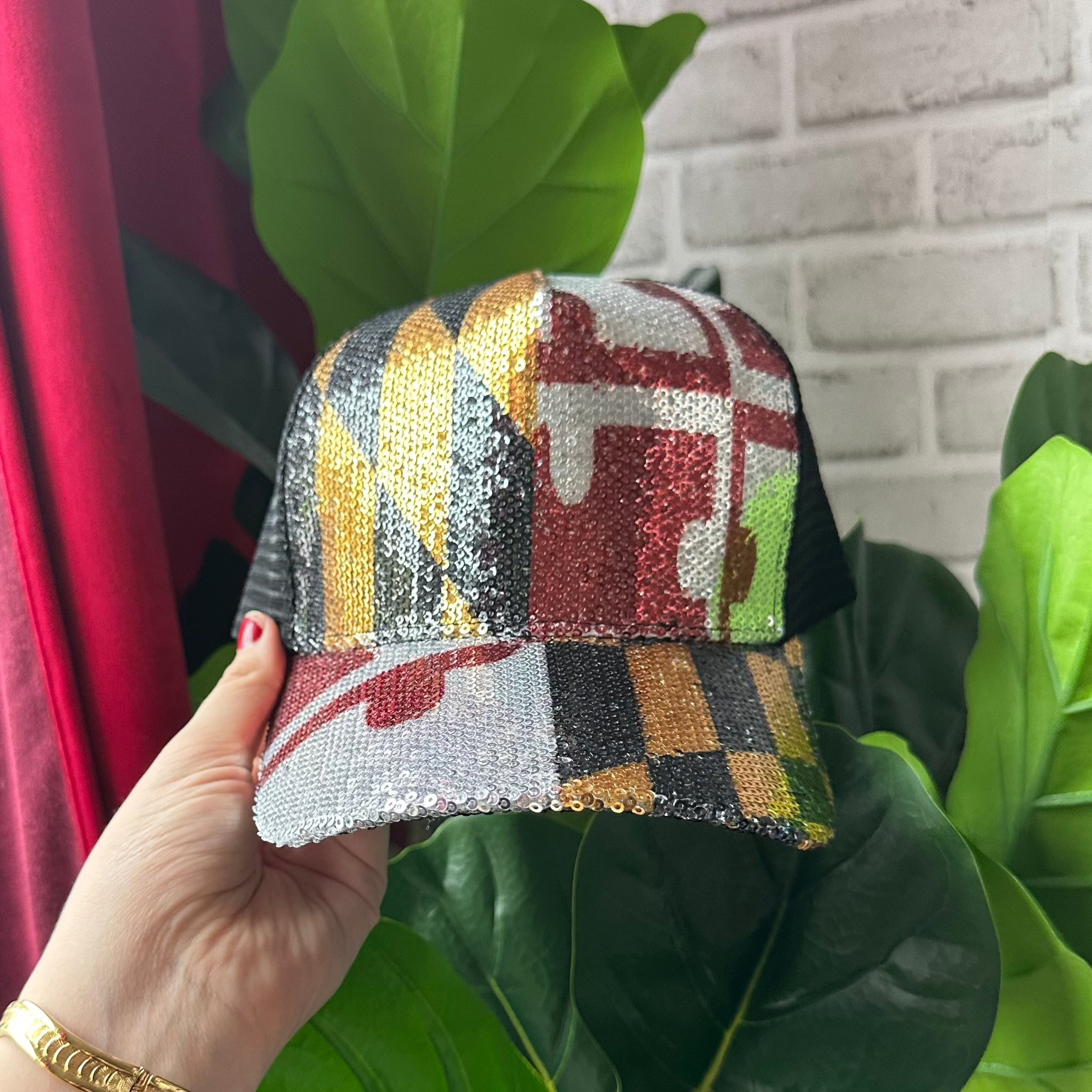 Maryland Flag / Sequin Trucker Hat