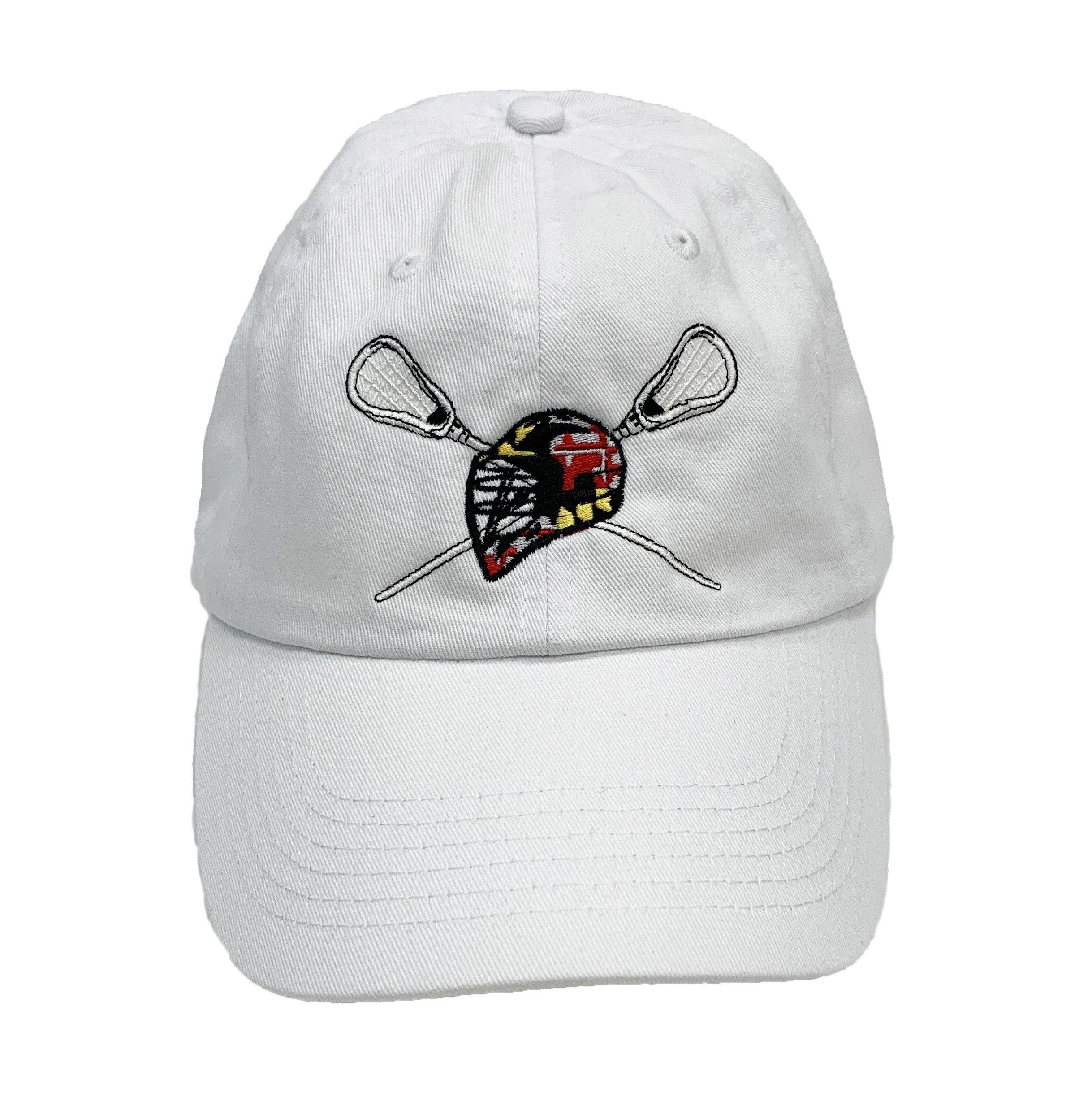 Maryland Lacrosse Sticks & Helmet (White) / Baseball Hat