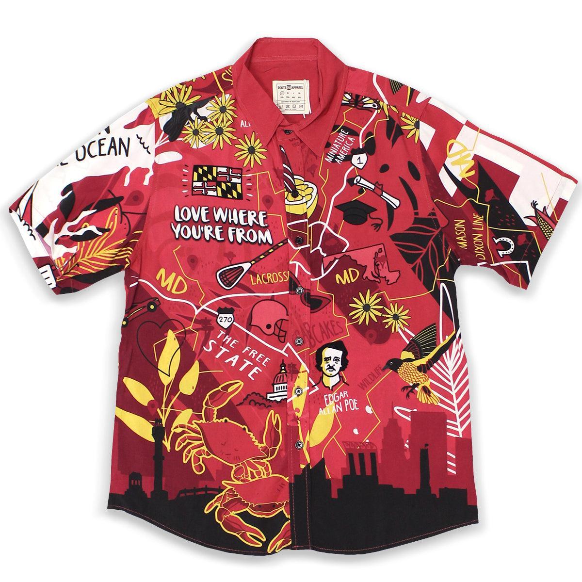 Love Where You're From (Red) / Hawaiian Shirt - Route One Apparel