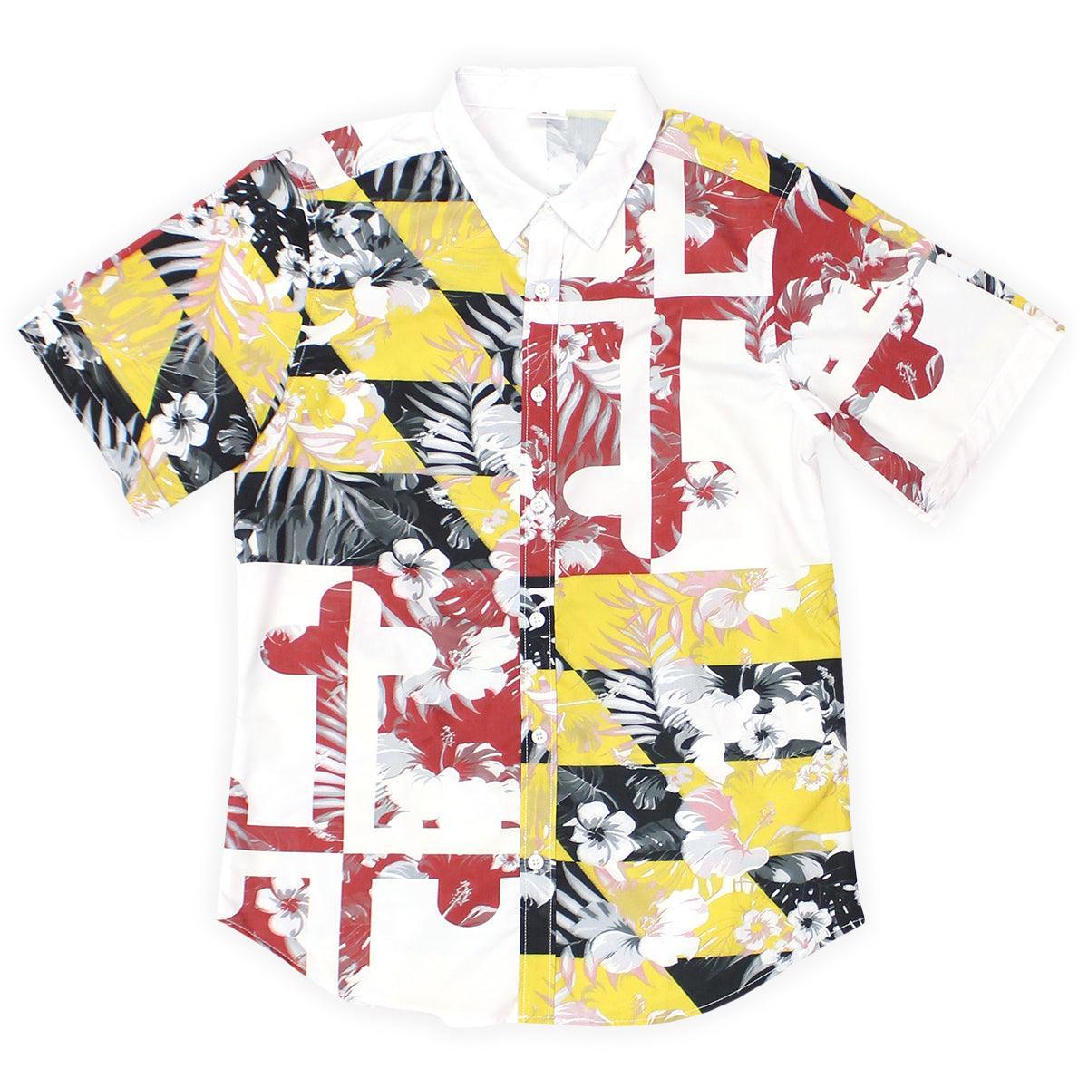Maryland Flag Floral / Hawaiian Shirt - Route One Apparel