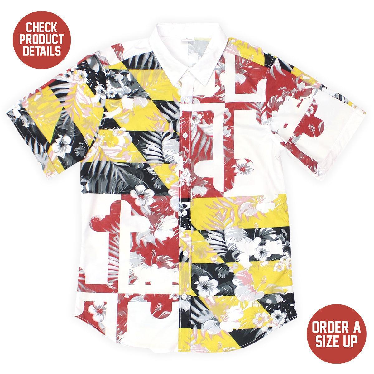 Maryland Flag Floral / Hawaiian Shirt - Route One Apparel