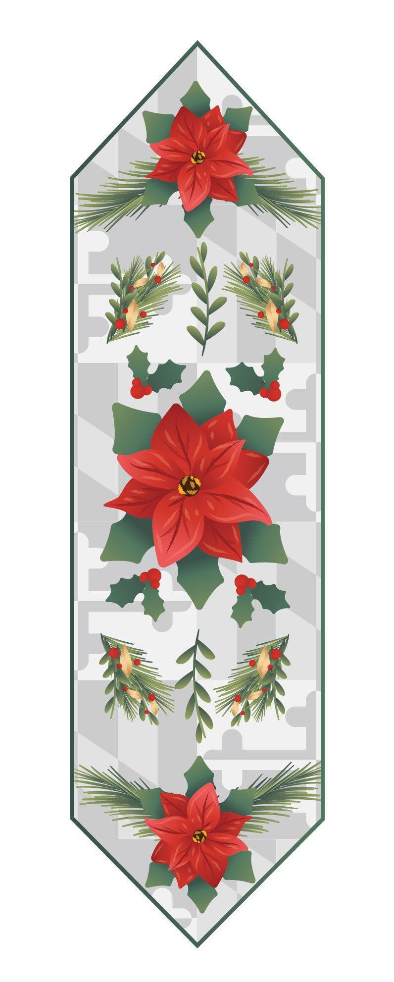 Whitescale Flag Poinsettia Pattern (Quilted) / Table Runner