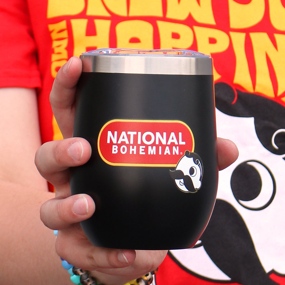 Natty Boh Live Pleasantly (Black) / Small Wine Tumbler - Route One Apparel