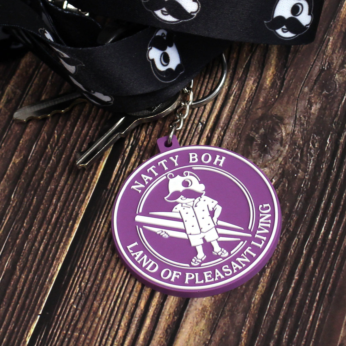 Natty Boh Surfer Dude Land of Pleasant Living (Purple) / Key Chain - Route One Apparel