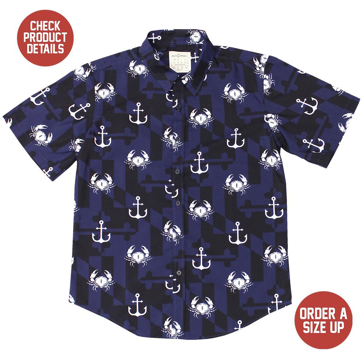 Nautical Crab & Anchor (Navy) / Hawaiian Shirt - Route One Apparel