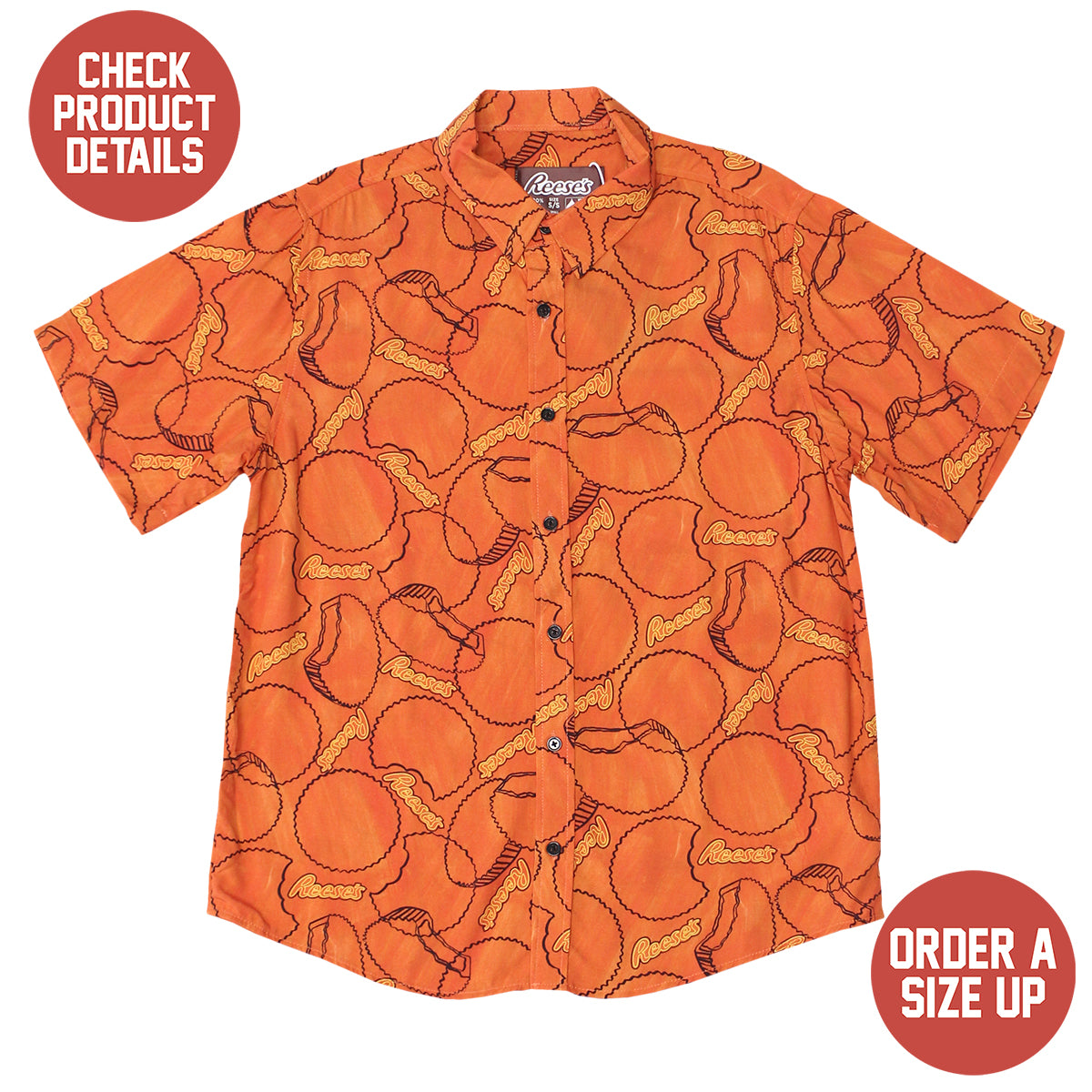REESE'S PEANUT BUTTER CUP Silhouette Pattern (Orange) / Hawaiian Shirt - Route One Apparel
