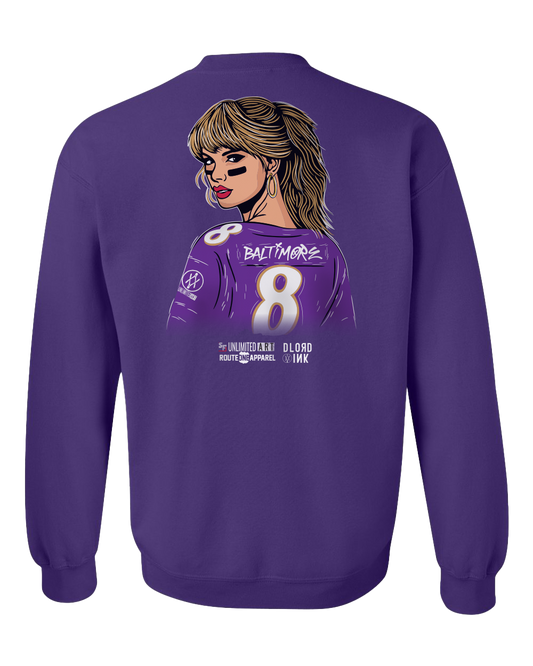 *PRE-ORDER* Baltimore Football Taylor's Version (Purple) / Crew Sweatshirt (Estimated Ship Date: 2/5) - Route One Apparel