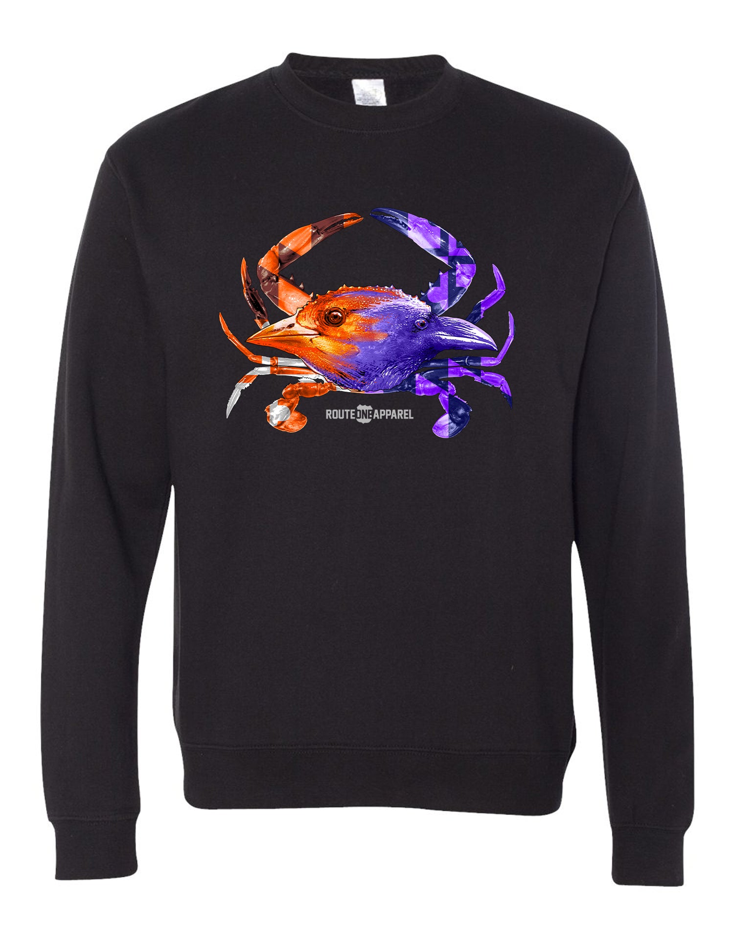Route One Apparel Baltimore Birds Crab (Black) / Crewneck Black