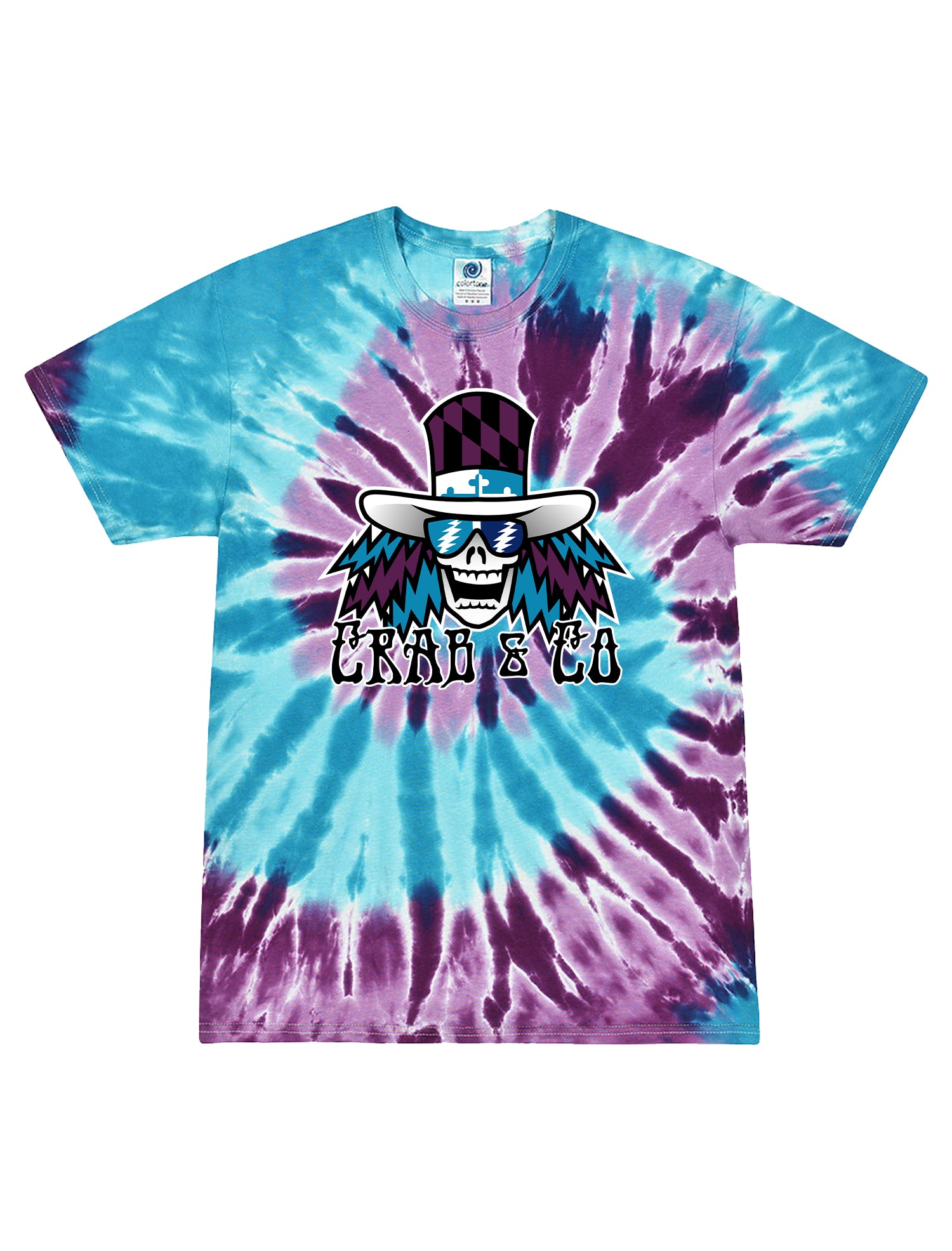 Crab & Co. - Skeleton Head (Purple/Teal Swirl) / T-Shirt