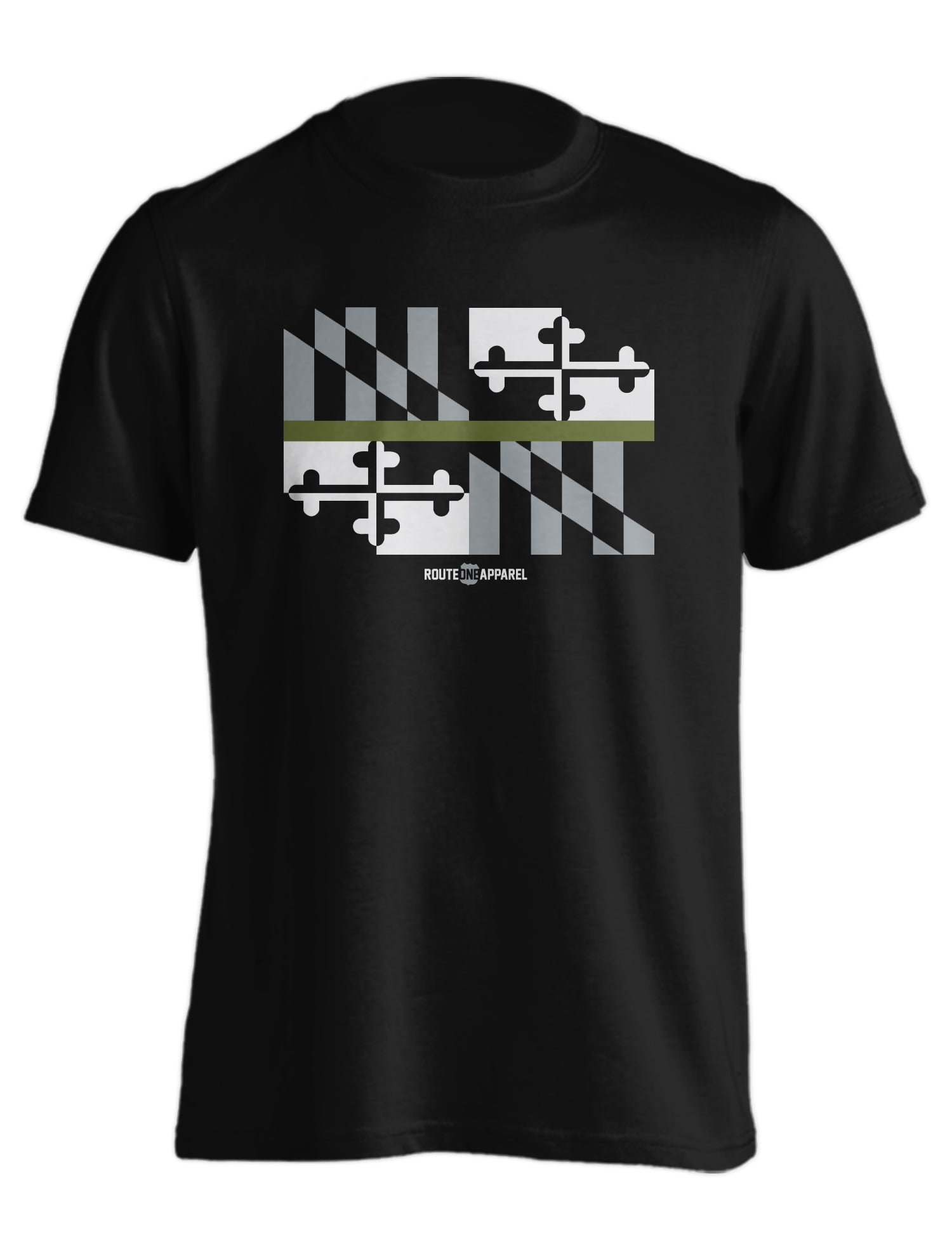 Green Line Maryland Flag (Black) / T-Shirt