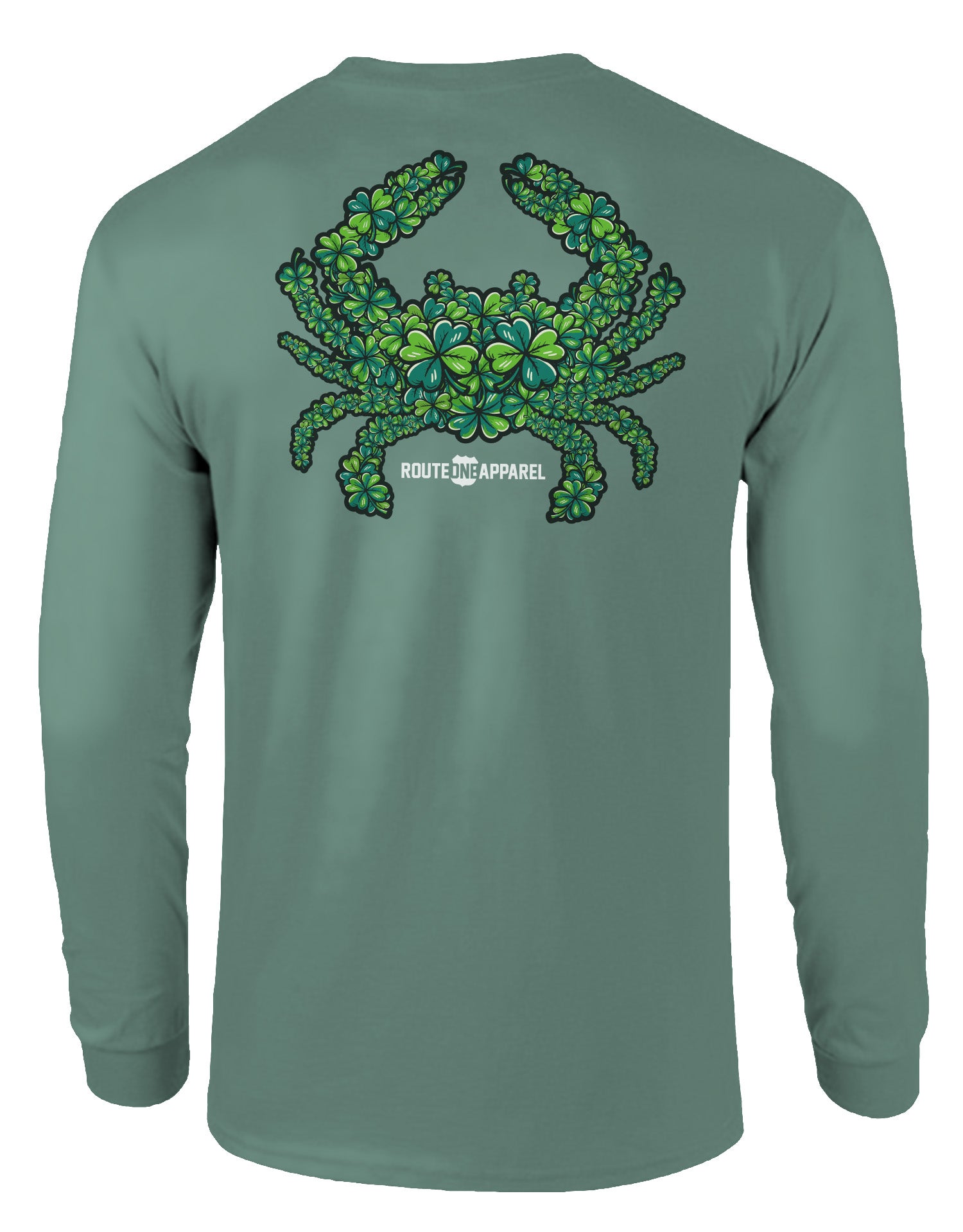 Route One Apparel Lucky Clover Crab (Light Green) / Long Sleeve Shirt Light Green