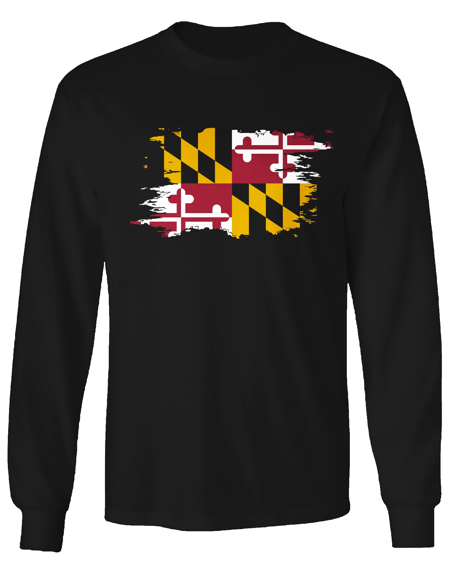 Route One Apparel MD Grunge Flag (Black) / Long Sleeve Shirt Black