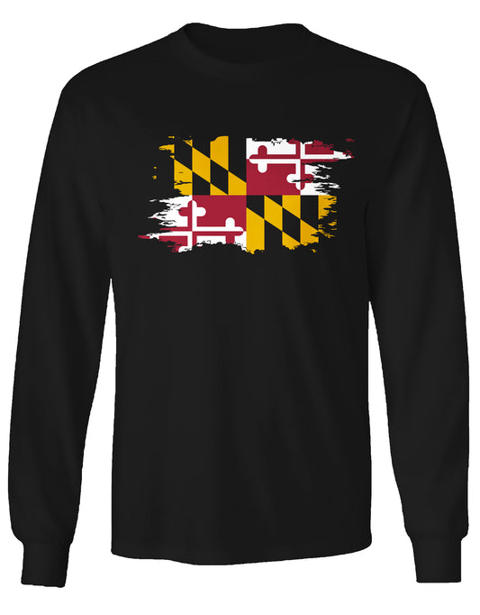 Route One Apparel MD Grunge Flag (Black) / Long Sleeve Shirt Black