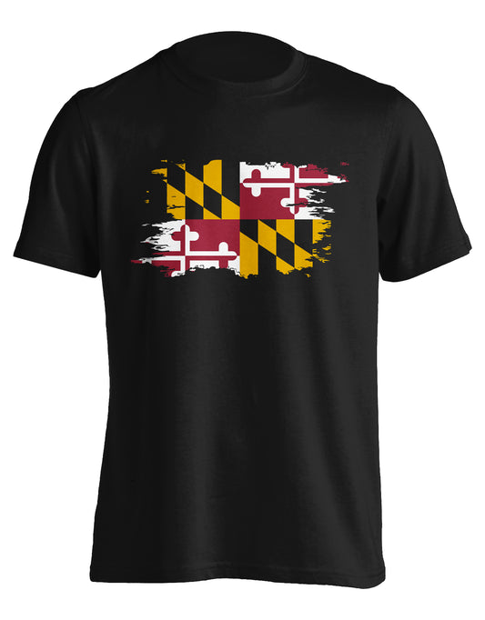 Route One Apparel MD Grunge Flag (Black) / T-Shirt Black