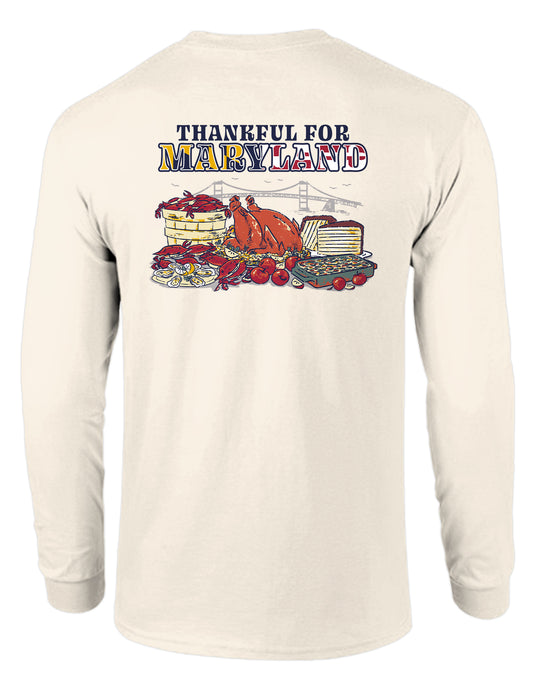 Route One Apparel Thankful for Maryland (Ivory) / Long Sleeve Shirt Ivory