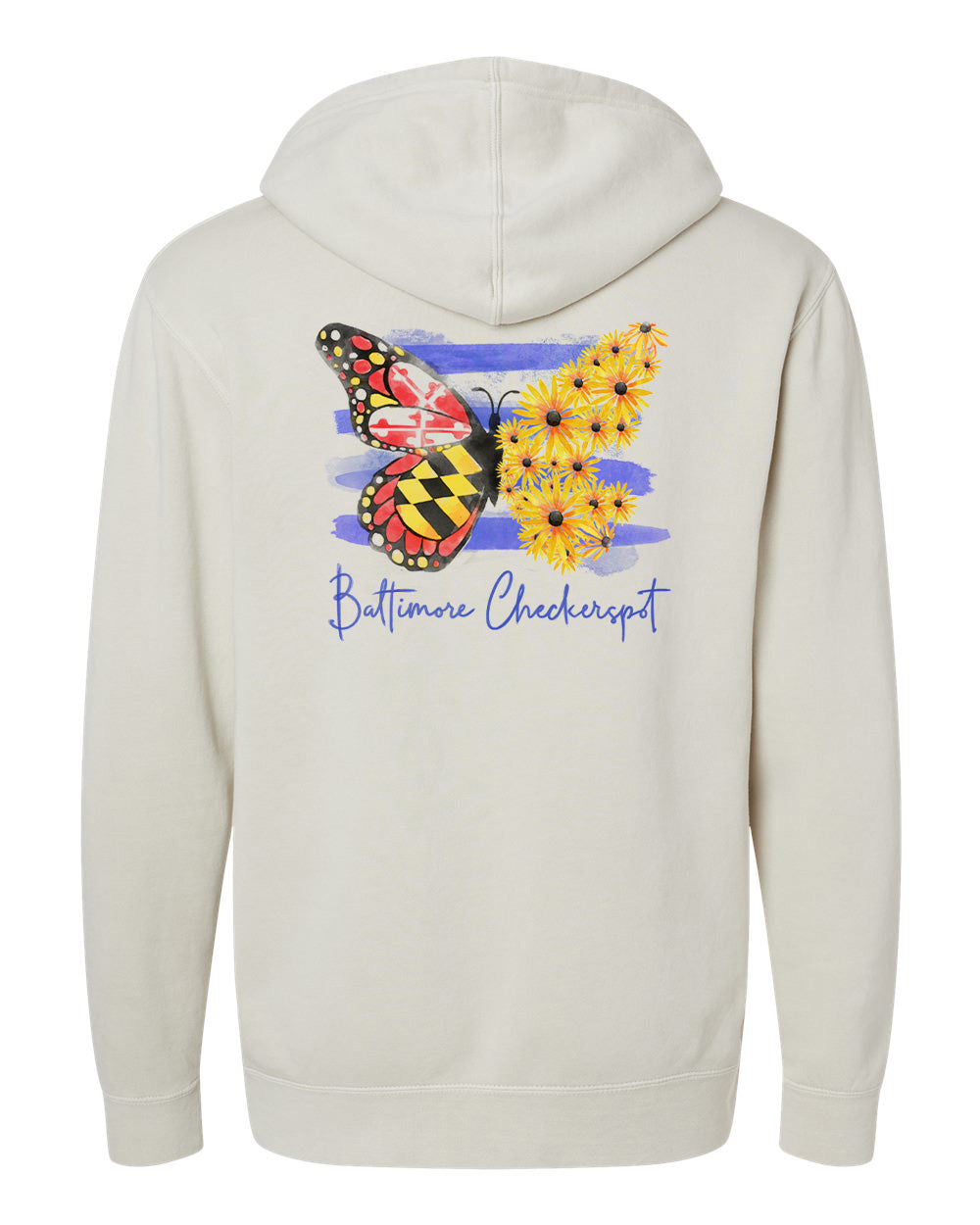 Watercolor Checkerspot Butterfly (Pigment Ivory) / Hoodie