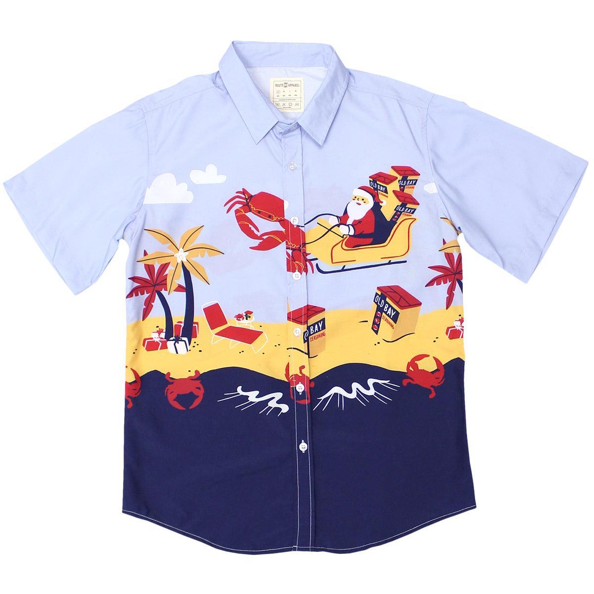Santa's Holiday OLD BAY-cation / Hawaiian Shirt - Route One Apparel