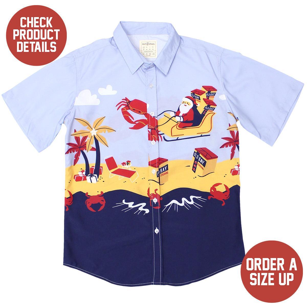 Santa's Holiday OLD BAY-cation / Hawaiian Shirt - Route One Apparel