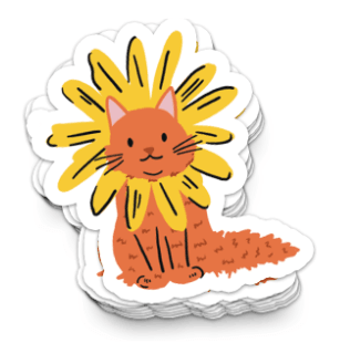 Black Eyed Susan Cat (Orange) / Sticker - Route One Apparel