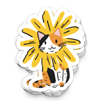 Black Eyed Susan Cat (Calico) / Sticker - Route One Apparel